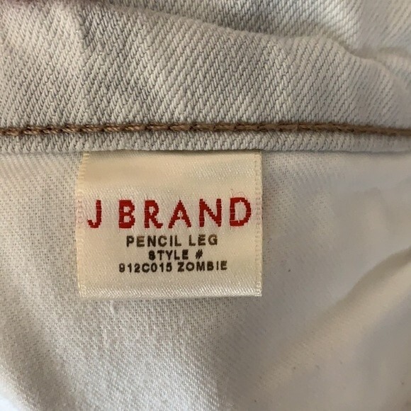 J Brand Zombie Wash Pencil Leg Distressed Denim Jeans Gray White Size 25 - Picture 9 of 13